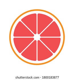 Red grapefruit split half slice flat vector icon. Can be used for Web, Mobile, Infographic and Print. EPS 10 Vector illustration.