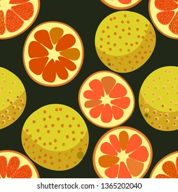 red grapefruits seamless vector pattern