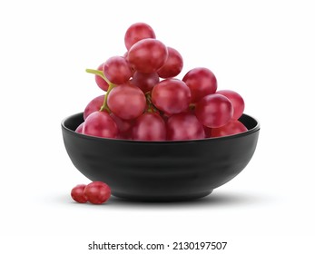 Red grapes in a bowl vector illustration