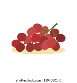 Red grapes fruit. Isolated vector illustration