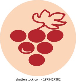Red grapes, icon illustration, vector on white background