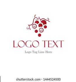 Red grapes logo vector with dummy text. Grape icon logo can be use for wine / fruit / wine shop etc.