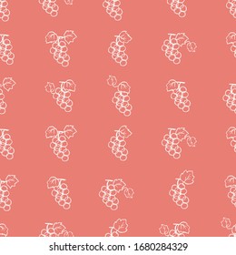 Red Grapes Vector Doodles Summer Background Seamless Pattern