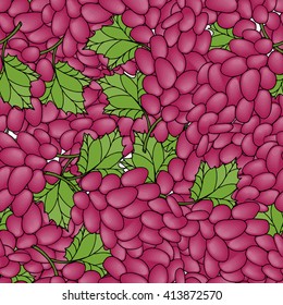 Red grapes vector. Seamless pattern background berries