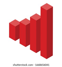 Red graph chart icon. Isometric of red graph chart vector icon for web design isolated on white background