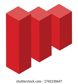 Red graph chart icon. Isometric of red graph chart vector icon for web design isolated on white background