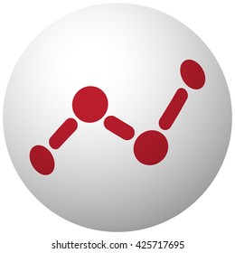 Red Graph icon on white ball