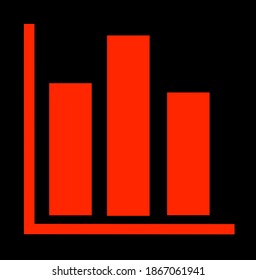 Red Graph Icon in trendigem, flachem Stil einzeln auf schwarzem Hintergrund. Chart-Balken-Symbol für Ihr Web-Site-Design, Logo, App, UI. Vektorgrafik. 
