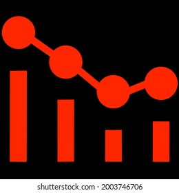 Red Graph Icon in trendy flat style isolated on black background. Chart bar symbol for your web site design, logo, app, UI. Vector illustration.