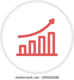 Red graph, illustration, vector on a white background.