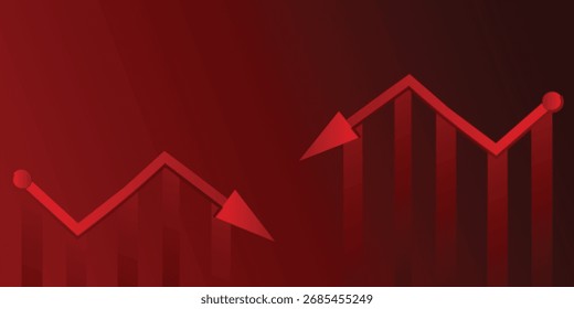 Gráfico rojo de pérdidas, gráfico de pérdidas comerciales, Ilustración vectorial