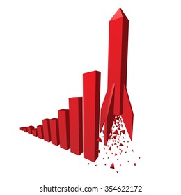 Red graph with rocket