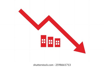 Red Graph Showing Declining Real Estate Market