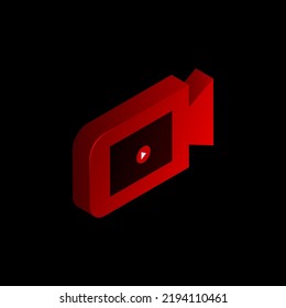 Elemento de cámara de vídeo gráfico rojo con botón de reproducción. Ilustración del vector