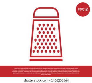 Red Grater icon isolated on white background. Kitchen symbol. Cooking utensil. Cutlery sign.  Vector Illustration