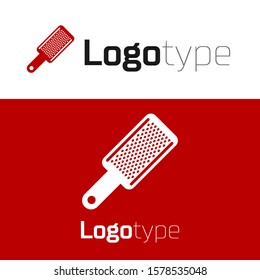 Red Grater icon isolated on white background. Kitchen symbol. Cooking utensil. Cutlery sign. Logo design template element. Vector Illustration