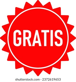 Red Gratis Free Product Label Stamp Sticker Badge Icon. Vector Image.