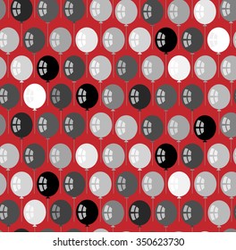 Red and Gray abstract seamless pattern. Balloons background.