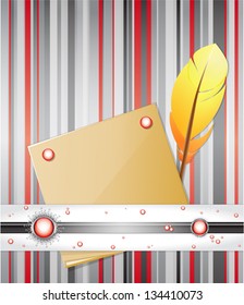 Red - gray background with feather and paper.  Illustration 10 version