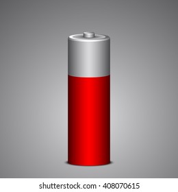Red and gray battery. Vector illustration.
