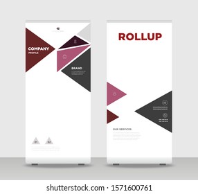 Red gray black Abstract Shapes Modern Exhibition Advertising Trend Business Roll Up Banner Stand Poster Brochure flat design template creative concept. Red gray black Roll Up EPS. Presentation Cover