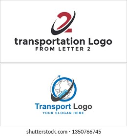 Red gray blue line art swash earth bus plane combination mark logo design vector suitable for industrial transportation online provides global