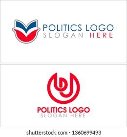 Red gray blue line art combination mark logo design concept suitable for politics extreme media supreme court law justice