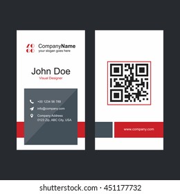 Red and Gray business card with barcode