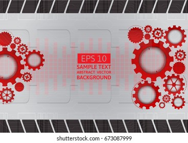 Red and gray gear abstract vector background with copy space