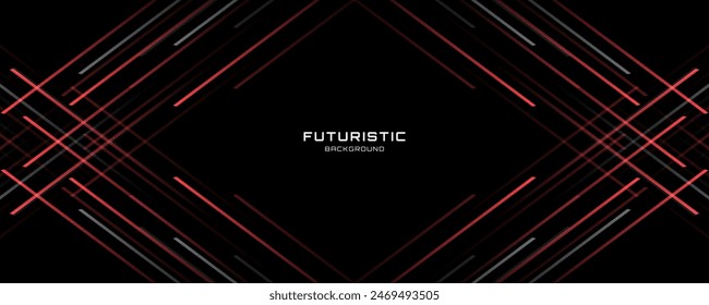 Red gray geometric abstract background on dark space with lines motion decoration. Minimal banner with stripes style. Modern graphic design element concept for web, flyer, card, or brochure cover