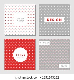 Red and Gray geometric vector patterns, cover and poster design, brochure design, modern background, modern abstract templates, vector textures, scrapbook paper, polka dots, retro