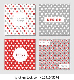 Red and Gray geometric vector patterns, cover and poster design, brochure design, modern background, modern abstract templates, vector textures, scrapbook paper, red gray white stars