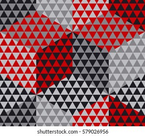 red and gray geometry hexagon seamless fabric sample. geometric pattern swatch vector illustration for wrapping paper, background