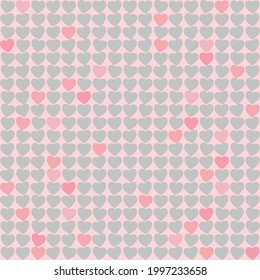 Red  and gray hearts seamless pattern. Vector illustration