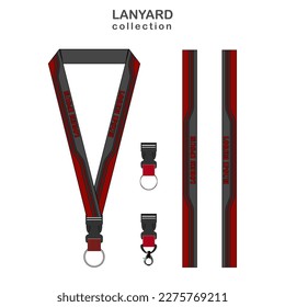 Red Gray Line Lanyard Template Set for All Company
