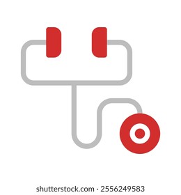 Red and gray medical stethoscope icon illustration