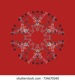 Red, gray and neutral snow on red, gray and neutral colors. Snowflake simple. Symbol of winter, Merry Christmas holiday, Happy New Year celebration Vector. Abstract wallpaper, wrapping decoration.