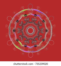 Red, gray and neutral snowflakes on a red, gray and neutral colors. Isolated cute snowflakes on colorful background. Snowflake vector pattern. Vector illustration.