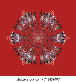 Red, gray and pink colors with snowflakes. Isolated cute snowflakes on colorful background. Vector illustration.