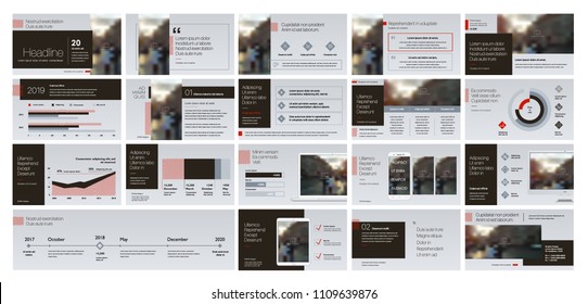 Red gray presentation templates elements on a white background. Vector infographics. Use in Presentation, flyer and leaflet, corporate report, marketing, advertising, annual report, banner.