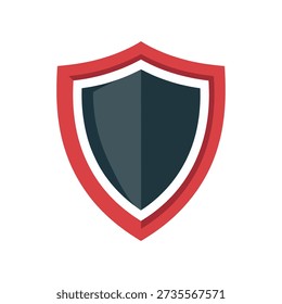 Red and gray shield symbolizing protection and security in a minimalist style