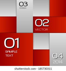 Red and gray squares as vector layout. Version with sample text.