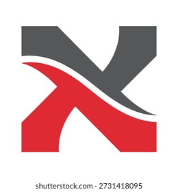 Red and gray stylized letter X graphic symbol icon design element icon