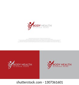 Red gray white people combination mark logo design vector suitable for spa medical heathy treatment fitness