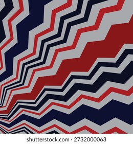  red, greay and blue colour abstract diagonal arc sunray zig zag line pattern can be used as background ,textile fabric etc