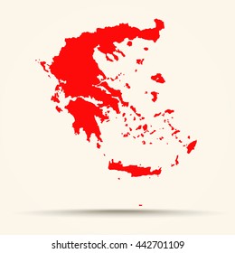 Red Greece Map Illustration