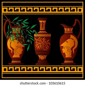 red greek jugs. vector illustration