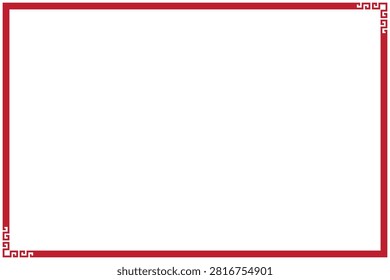 Red Greek Key Geometric Border Frame Design for Certificate and Banner. 5A
