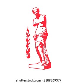 red greek statue illustration vector