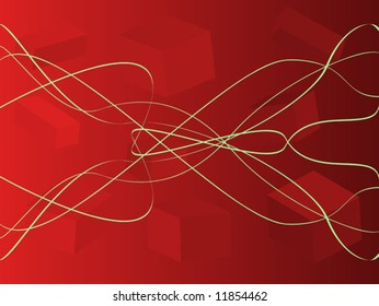 Red and green abstract, with 3d cubes or blocks in background